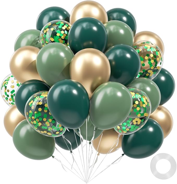 60pcs Green and Gold Balloons 12inch by Unknown