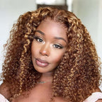 Deep Wave Lace Front Wigs Human Hair 13x4 Honey Blonde Deep Curly Human Hair wig 220% Density Ombre Deep Wave 4/27 Highlight Lace Front Wigs Wet And Wavy Water Wave Wig for Women 18 Inch