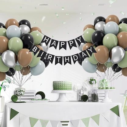 60pcs Green Black and Grey Balloons 12inch - Image 7