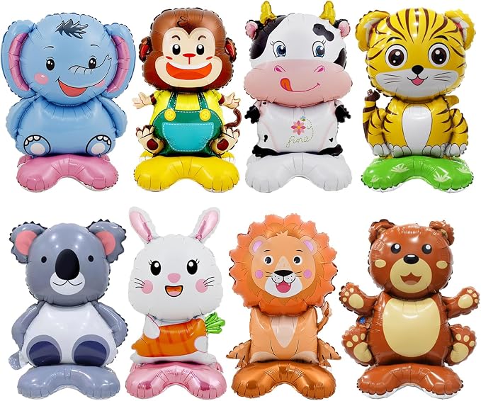 8 Pc Standing Cute Animal Foil Balloons by YiYou