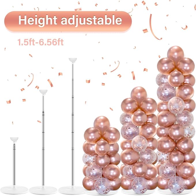 2 Sets Rose Gold Balloon Column Stand Kit - Image 4