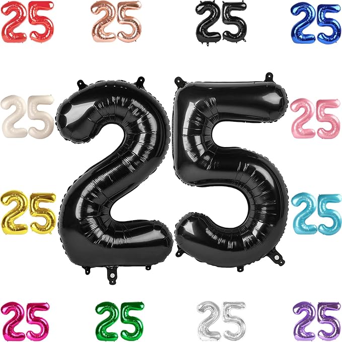 Black Number 25 Balloon 40 Inch by IWERP