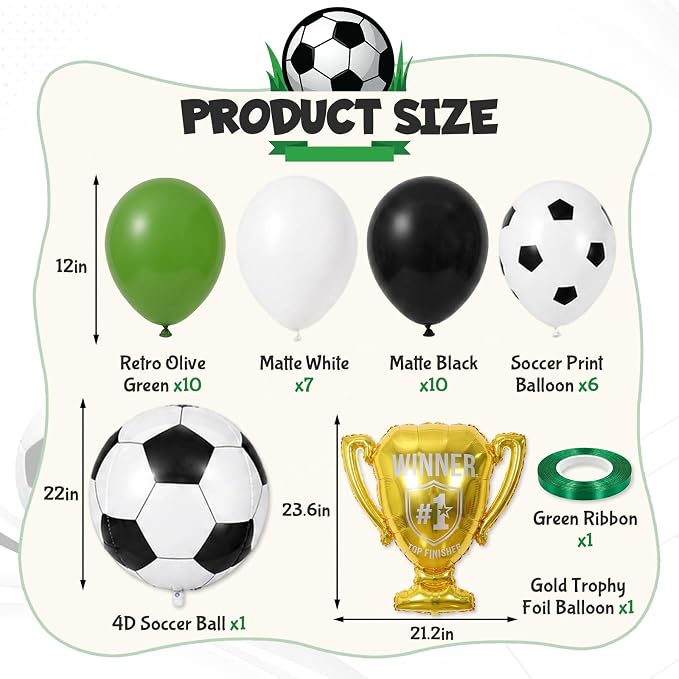 Green and Black Soccer Balloons - Image 2