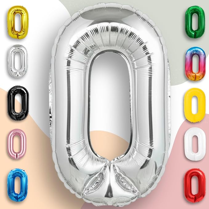Silver Number Balloon 0 Mylar Foil Balloons 16 inch Small - Image 4