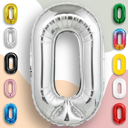 Silver Number Balloon 0 Mylar Foil Balloons 16 inch Small - Image 4