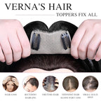 VERNA Real Human Hair Topper, 10 Inch 100％ Human Hair Toppers for Women with Thinning Hair, Large area Coverage Natural Black Hairpiece Wiglet for Daily Wear(8 * 11)