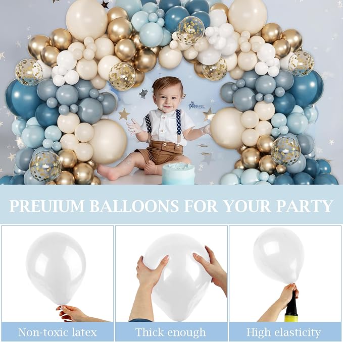 168pcs Dusty Blue Balloon Garland Arch Kit Different Sizes | 18 12 10 5 inch - Image 4