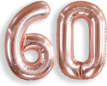 AULE 40 Inch Rose Gold 60 Balloon Number Foil 0-9 Birthday Big Numbers | by AULE