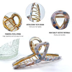 Large Metal Hair Clips - Claw Clip for Thick Long Hair – Women's Strong Spring Non-Slip Claw Clip Elegant Acetate Hair Accessory