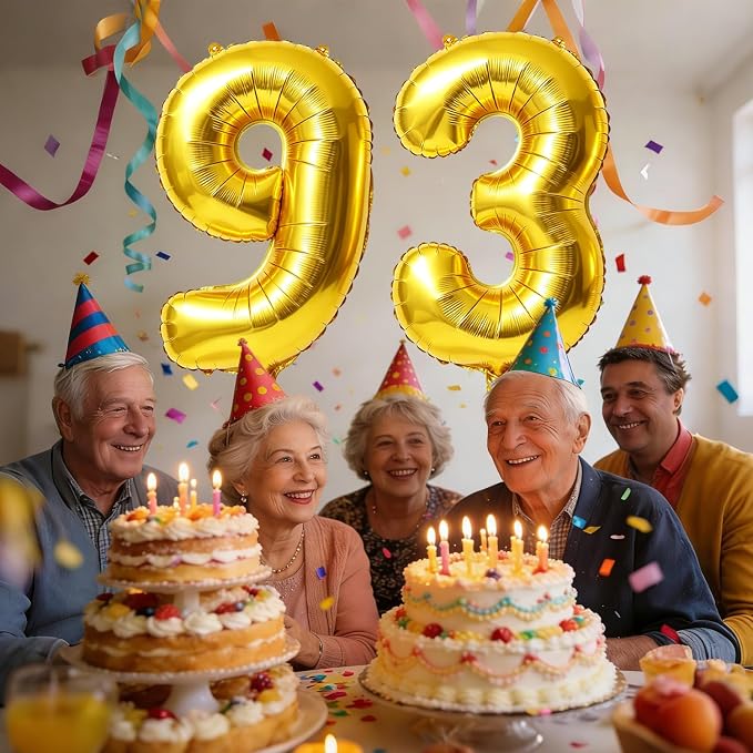 40 Inch Number 93 Balloons for 93rd Birthday Party Decorations, 0-100 Gold - Image 2
