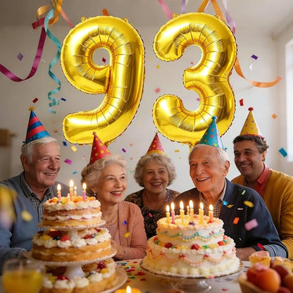 40 Inch Number 93 Balloons for 93rd Birthday Party Decorations, 0-100 Gold - Image 2