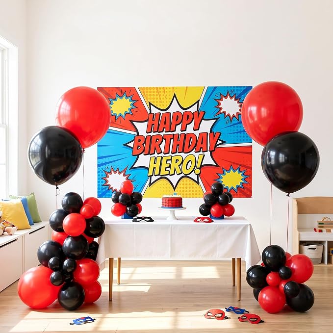 130pcs 18 12 10 5 Inch Matte Black and Red Latex Balloon Garland Arch Kit | - Image 4