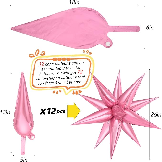 74 PCS Pearl Pink Star Balloons - Image 3