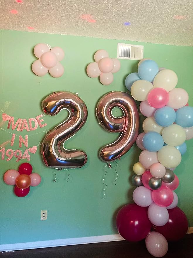 40 Inch Number 29 Balloon for 29th Year Old Birthday Decorations, Rose Gold | - Image 4
