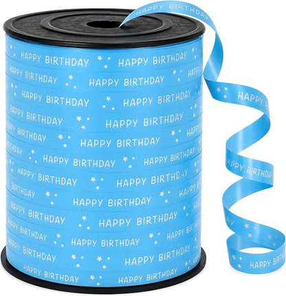 BEISHIDA 250 Yards Light Blue Happy Birthday Printed Crimped Curling Ribbon by Beishida