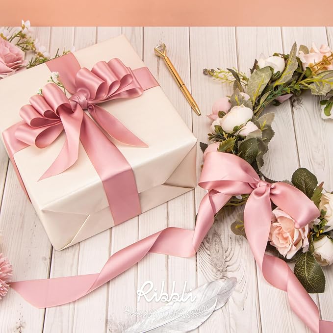 Ribbli Rose Gold Double Faced Satin Ribbon, 1-1/2” x Continuous 25 Yards - Image 3