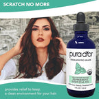 PURA D'OR Organic Peppermint Essential Oil (4oz with Glass Dropper) 100% Pure & Natural Therapeutic Grade - Hair, Body, Skin, Aromatherapy Diffuser, Massage, Refreshens, Energy, Mood, Home, DIY Soap