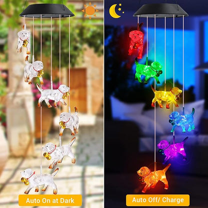 Toodour Solar Wind Chime, Color Changing Wind Chimes Dog | LED Decorative Mobile - Image 2