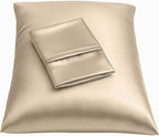 BLISSFORD Satin Pillowcase with Zipper, for Hair and Skin Care, Feels Soft and Cool Like a Silk Pillowcase, Satin Pillow Cases 2 Pack, Slik Pillow Cover, Taupe - Standard Size, Set of 2