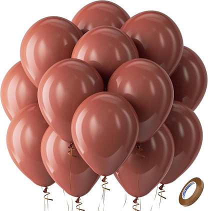 Bezente Dark Brown Latex Round Helium Party Balloons 100 Pack 12 inch | Boho by Bezente