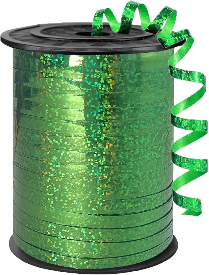 500 Yards Green PVC Glitter Curling Ribbon, 5mm Wide, 1524cm Long, Home Decor by WFAUIBR