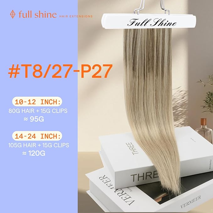 Full Shine Golden Blonde Hair Extensions Clip ins 12 Inch Teddy Bear Blonde Balayage Clip Hair Extensions for Thin Hair 95 G 7 Pcs