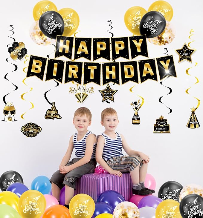 Black Gold Birthday Decorations - Image 8
