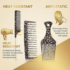 Wide Tooth Comb, Rat Tail Comb & Afro Pick Set, 3 Pcs Leopard Print Detangling Hair Combs for Curly Hair Wet Hair & Styling Professional Parting & Volumizing Tools for Women & Men