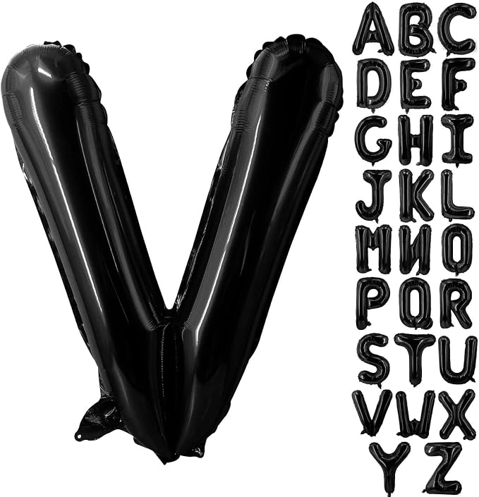 Lovoir 40 Inch Large Black Letter V Balloons Big Size Jumbo Mylar Foil Helium by Lovoir