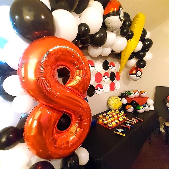 40 Inch Red 8 Balloons Number, Big Self Inflating Foil Girls 8th Birthday - Image 7
