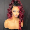 AMIRTY 250% density Burgundy Wig Human Hair 13x6 Loose Wave Lace Front Wigs Human Hair 1b/99j Burgundy Lace Front Wigs for Women Ombre Burgundy Lace Front Wig 24 Inch