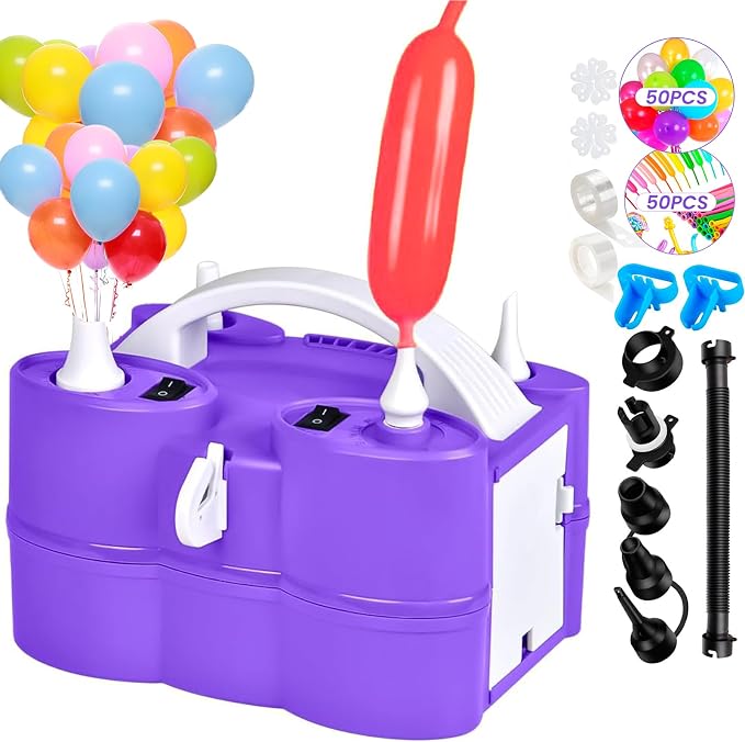 3-in-1 Electric Air Pump for Inflatables and Balloons, Dual Nozzle Inflator by Hoolicute
