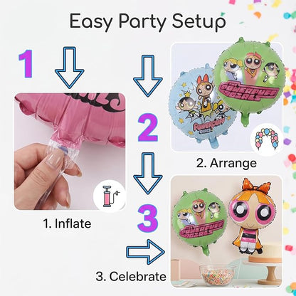 6pcs Power Girls Foil Balloons Theme Birthday Party Supplies 8pc Balloon - Image 3