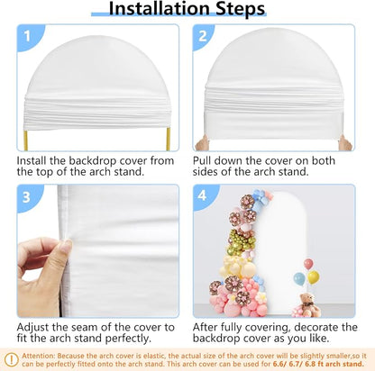 Hemmotop Wrinkle Free White Arch Backdrop Cover Set of 3-6ft, 4ft | Stretchy - Image 9