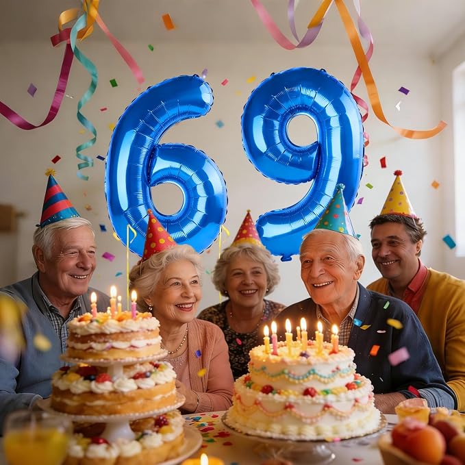 40 Inch Number 69 Balloons for 69th Birthday Party Decorations, 0-100 Dark Blue - Image 2