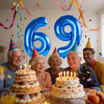 40 Inch Number 69 Balloons for 69th Birthday Party Decorations, 0-100 Dark Blue - Image 2