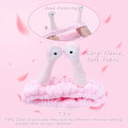 Jowmoy Cute Pink Snail Headband Frog Eye Elastic to Wash Face for Women Makeup Shower Spa.