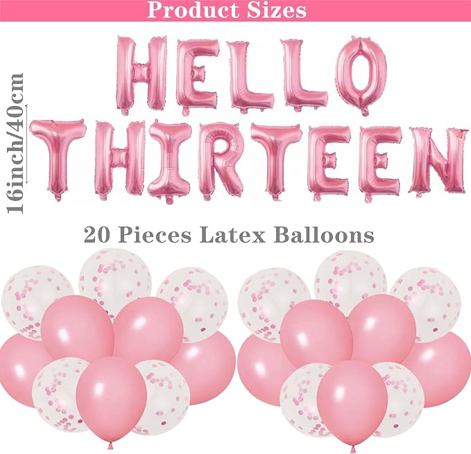 13th Birthday Party Decoration Girl Sash Crown Birthday Banner | Hello Thirteen - Image 3