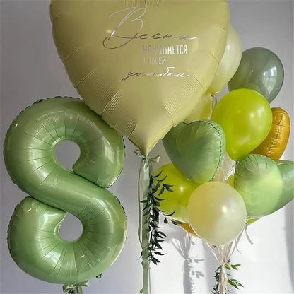 40'' Sage Green Number 9 Balloon, Self Inflating Foil Number Balloons Set 0-9 - Image 6