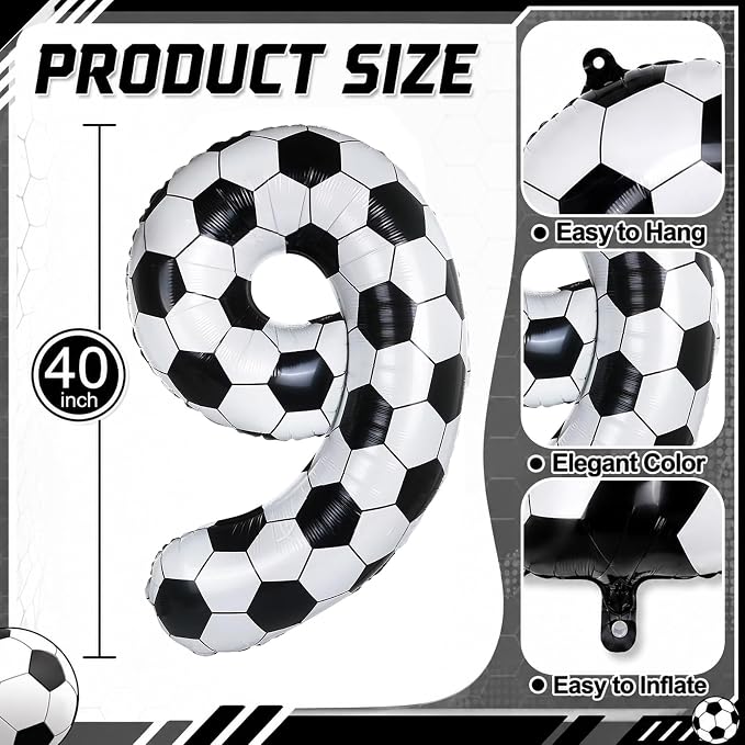 Big Soccer 9 Balloons, 9th Birthday Decorations - Image 2