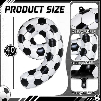 Big Soccer 9 Balloons, 9th Birthday Decorations - Image 2