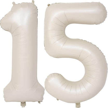 40 In Cream white Number Balloons Helium Foil Mylar Balloon Digital 15 | by Exquisitehighqualitypartydecorationstomeetyoureveryneed%EF%BC%81