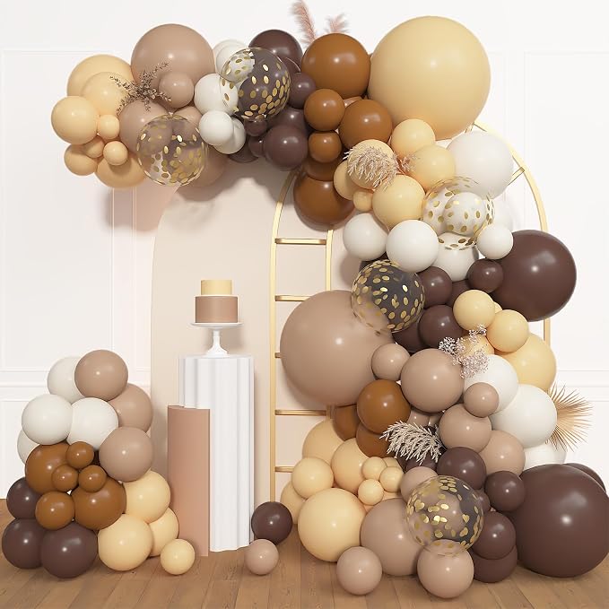 Amandir 153pcs Dark Light Brown Balloon Garland Arch Kit Different Sizes | 18 by Amandir