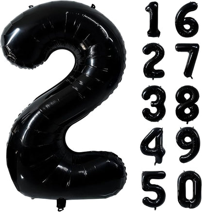 40 inch Black 2 Number Balloon Giant Foil Helium Balloons Black Large Digital by Yeodong