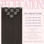 PINKPEARL Human Hair Extensions Clip ins 14inch Clip in Hair Extensions #2 Dark Brown Real Human Hair Clip on 120g 7pcs Remy Hair Clip ins for Women(#2-14)