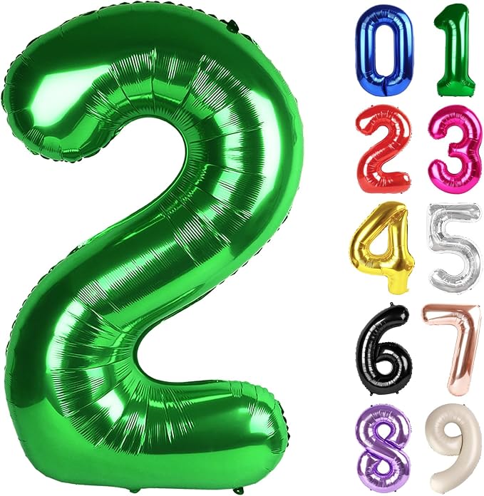 2 Balloon - Green Birthday Number Balloons, 40 Inch Decorations Men Women | by ALPHADELTAPI
