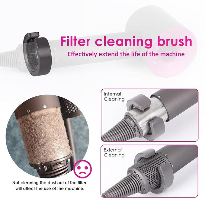 Upgraded Hair Dryer Filter Compatible with Dyson Supersonic HD01 HD03 HD08 Hair Dryer Attachment, Hair Dryer Outer Filter Repair Accessories with Filter Cleaning Brush(Metallic Gray)