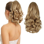 Ponytail Extension, Clip on Ponytails for Women, 12" Claw Clip in Short Curly Wavy Pony Hair Extension for Women - Blonde