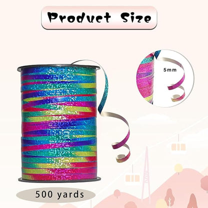 Rainbow Curling Ribbon, 500 Yard Metallic Shiny Curling Ribbon, 1/5" - Image 2