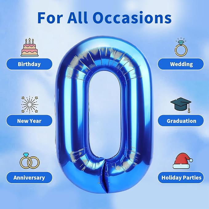 Number Balloons Navy Blue Balloons - Image 5